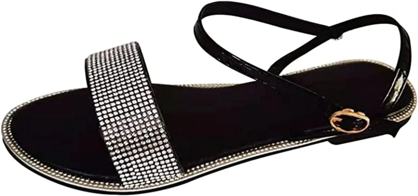Ladmiple Sandals for Women Dressy Summer 2023 Crystal Cut Out Flip Flop Sandals Casual Beach Open Toe Flats Shoes Sandal