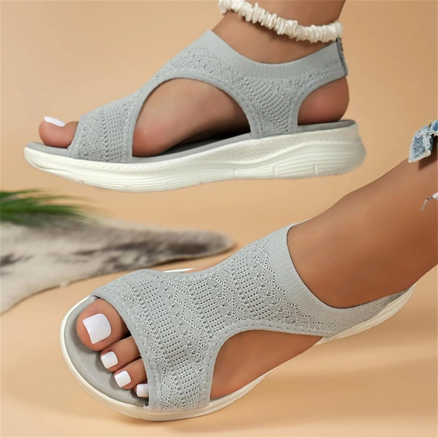 Ladmiple Sandals Women Comfortable Cute Orthopedic Sandals Arch Support Orthotic Flip Flops Dressy Summer Walking Beach Shoes