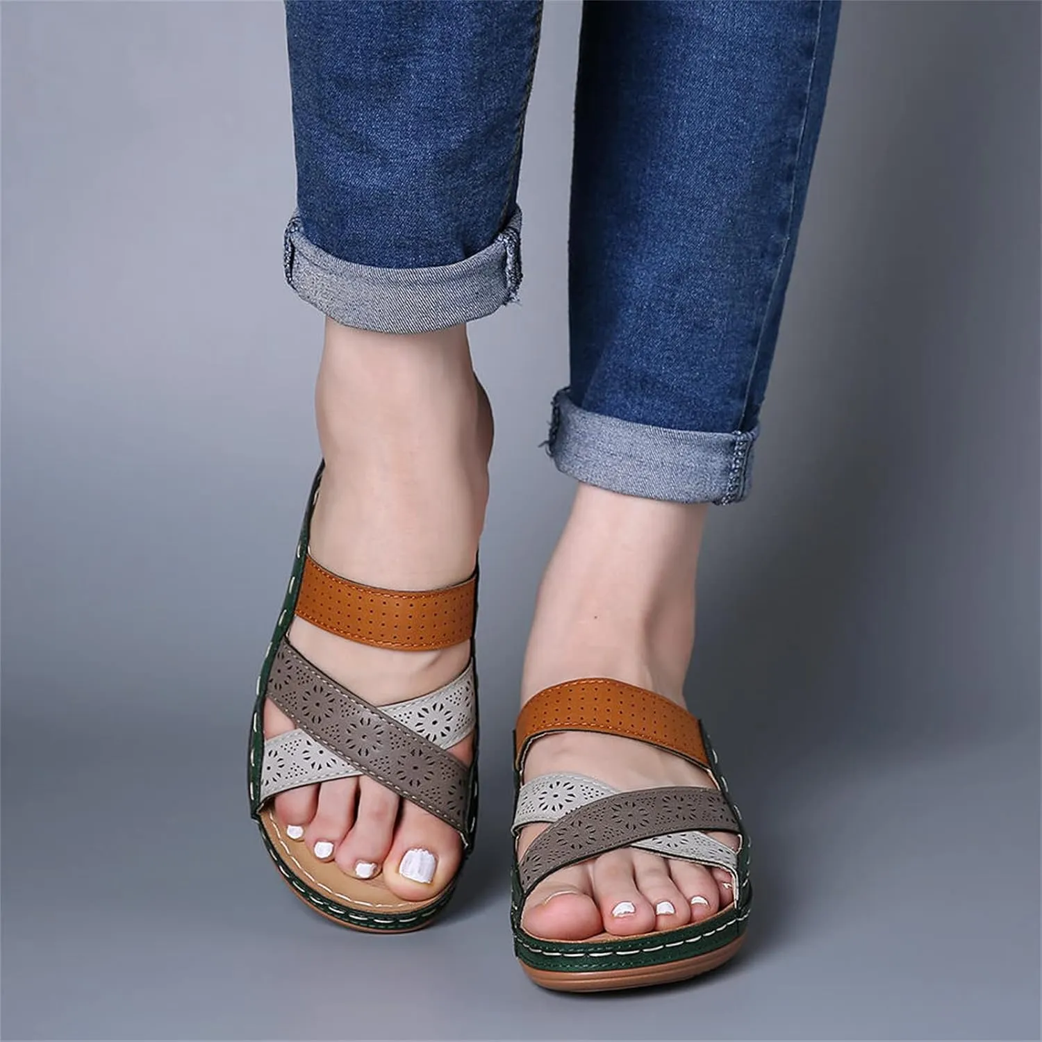 Ladmiple Sandals Women Comfortable Dressy Arch Support Orthopedic Orthotic Flip Flops Cute Walking Slides Summer Shoes 2024