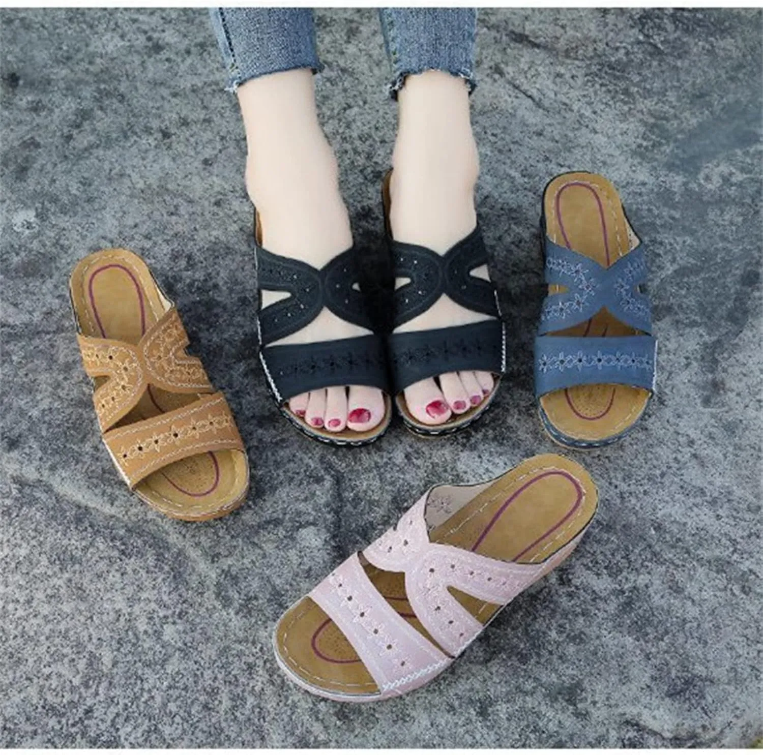Ladmiple Sandals Women Comfortable Dressy Arch Support Walking Flip Flops Orthopedic Slippers Orthotic Slides Summer Shoes