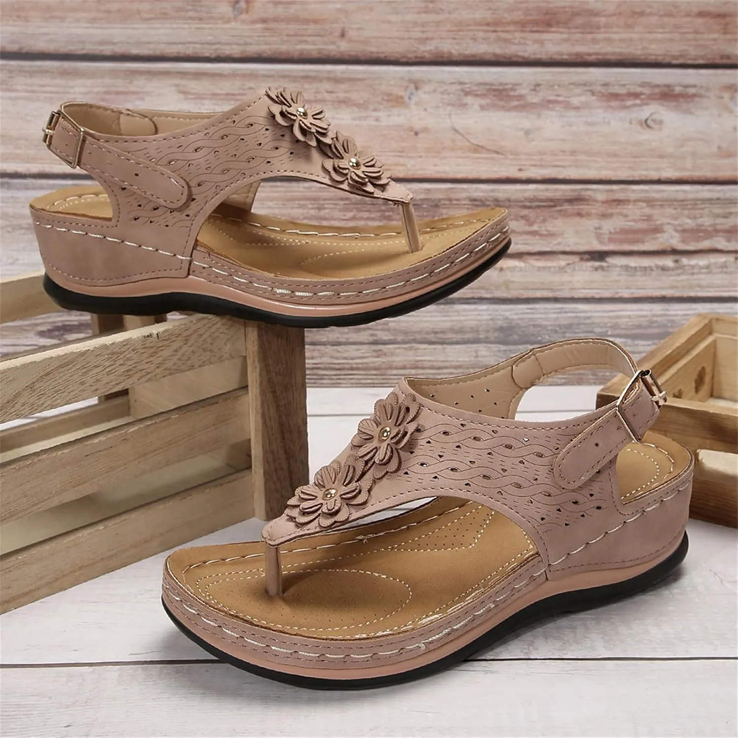 Ladmiple Sandals Women Dressy Comfortable Flat Orthotic Flip Flops Casual Summer Walking Orthopedic Slides With Arch Support