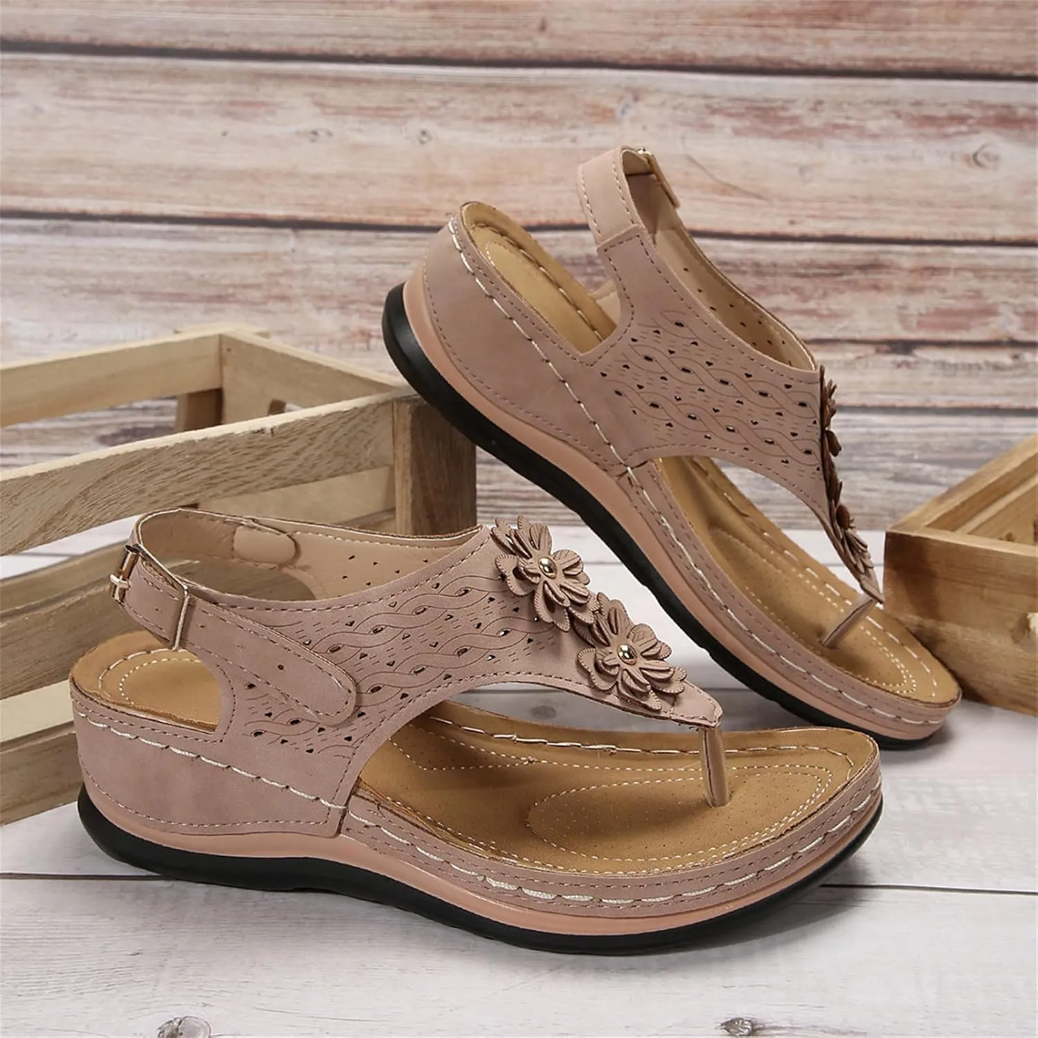 Ladmiple Sandals Women Dressy Comfortable Flat Orthotic Flip Flops Casual Summer Walking Orthopedic Slides With Arch Support