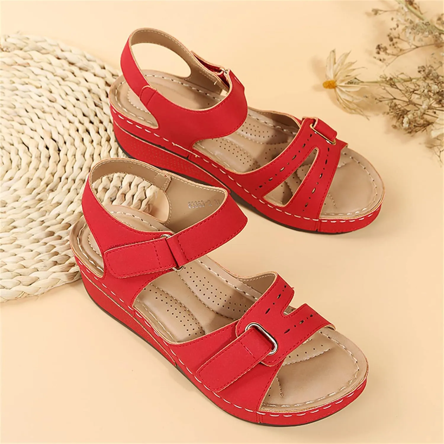 Ladmiple Sandals Women Fashion Floral Hollow-Out Orthopedic Flip Flops Arch Support Slipper Travel Beach Open Toe Sandal