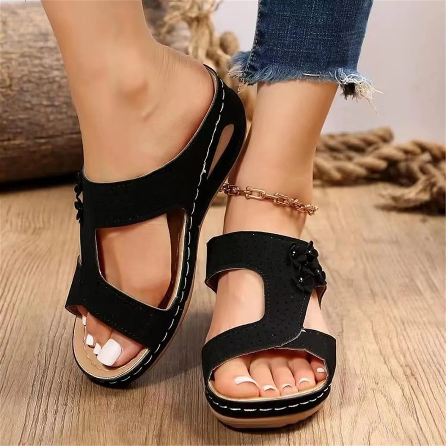 Ladmiple Womens Sandals Comfortable Walking Dressy Orthotic Flips Flops Plantar Fasciitis Arch Support Orthopedic Slippers