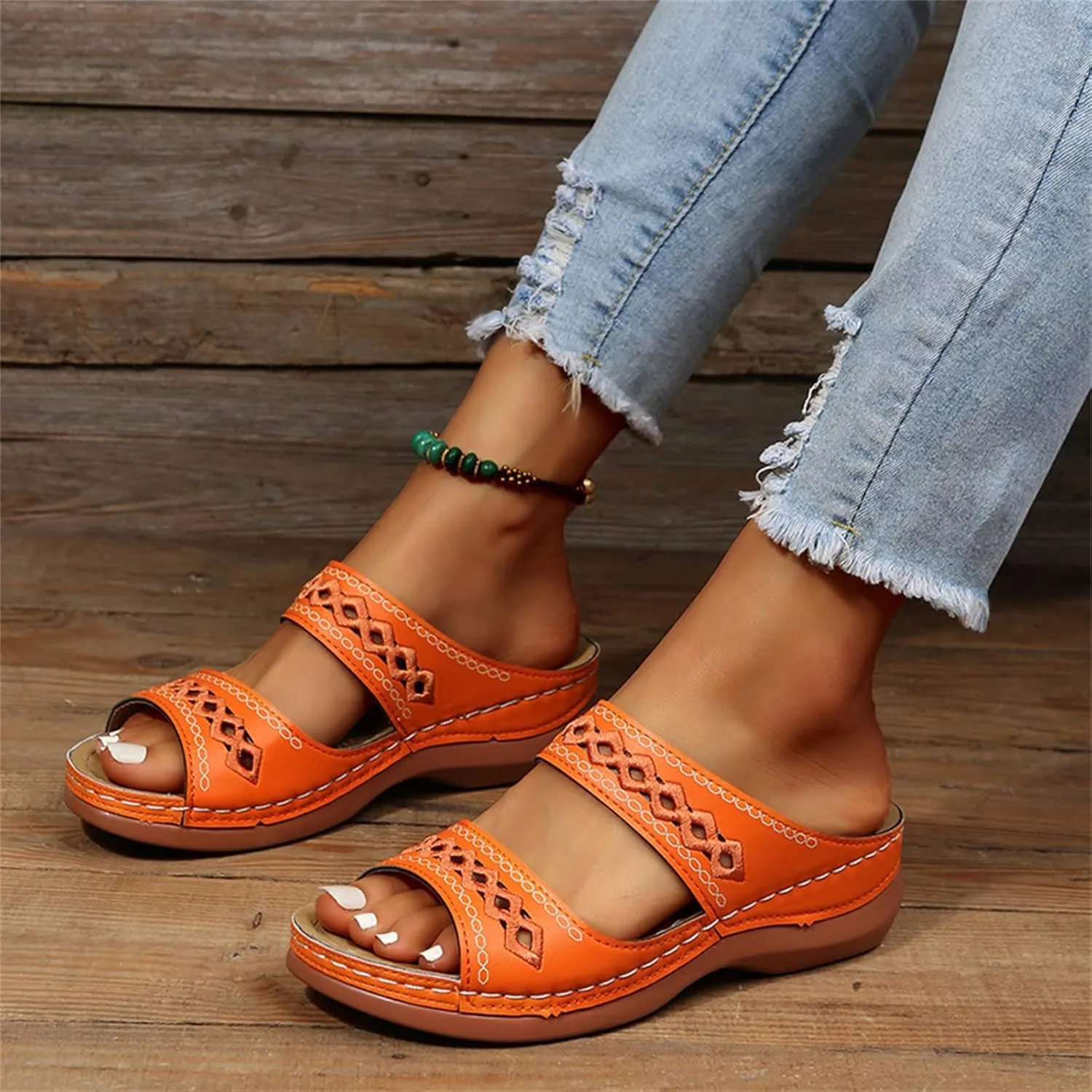 Ladmiple Womens Sandals For Plantar Fasciitis Support Orthotic Flips Flops Flat feet Comfortable Walking Orthopedic Slides