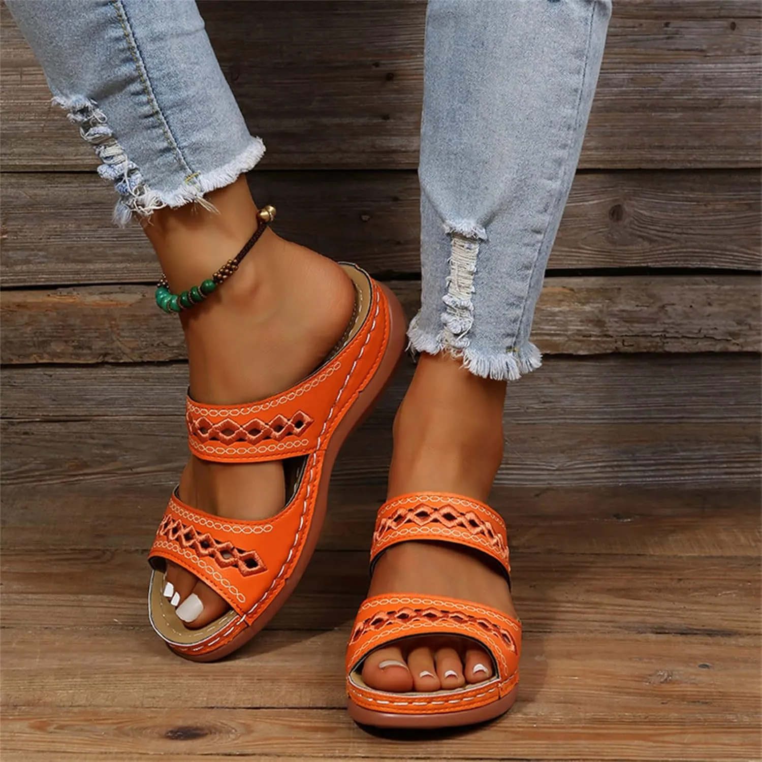 Ladmiple Womens Sandals For Plantar Fasciitis Support Orthotic Flips Flops Flat feet Comfortable Walking Orthopedic Slides