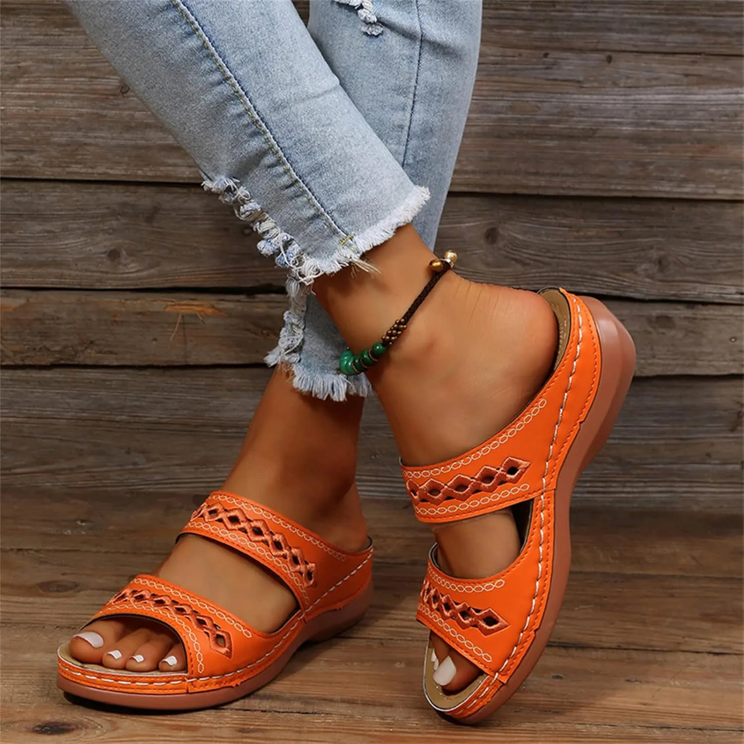 Ladmiple Womens Sandals For Plantar Fasciitis Support Orthotic Flips Flops Flat feet Comfortable Walking Orthopedic Slides