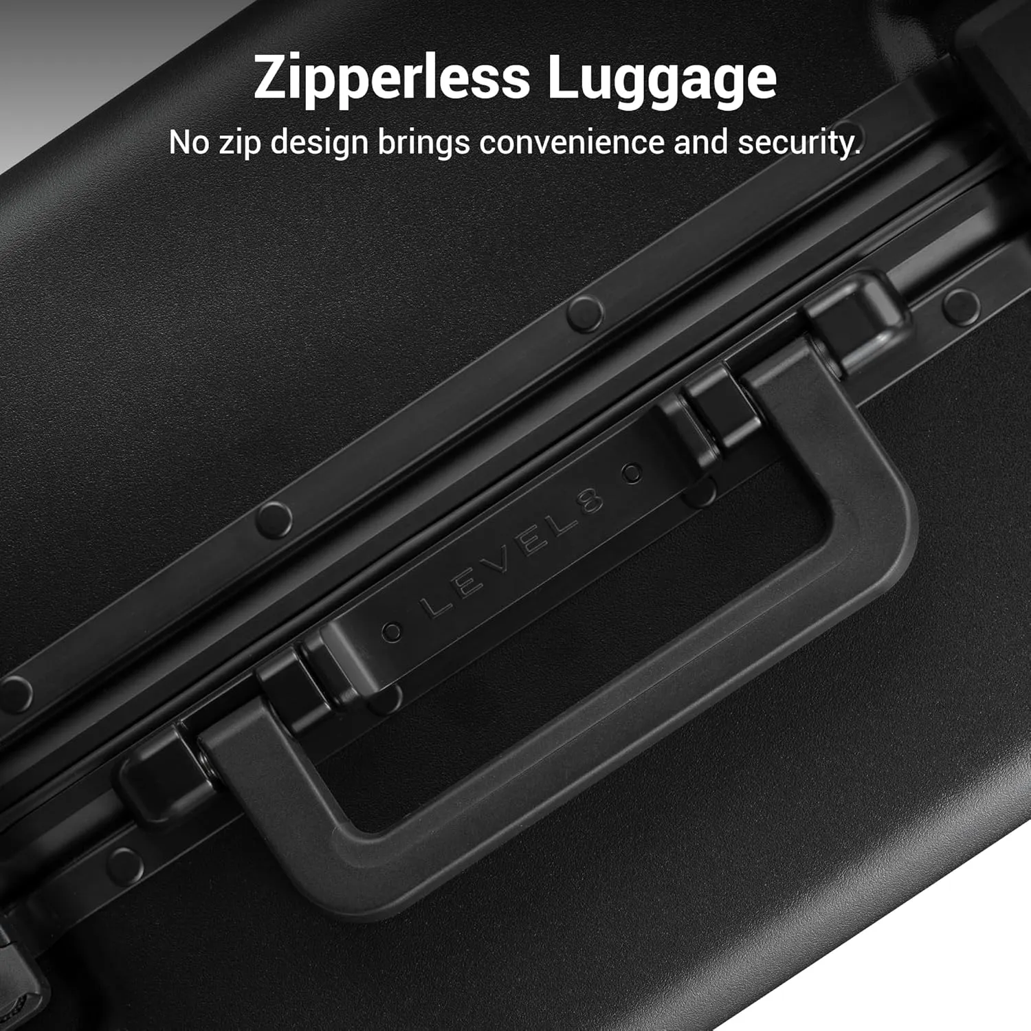 LEVEL8 Zipperless Carry On Suitcase Airline Approved with Aluminum Frame, Lightweight Hard Shell Luggage with Spinner Wheels, Metal Travel Luggage with Packing Organizers, 20 Inch, Black