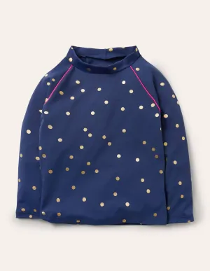 Long-sleeved Rash Vest-Deep Sea Blue Foil Spot