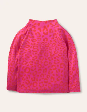 Long-sleeved Rash Vest-Fuchsia Pink Leopard