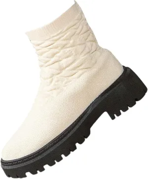 Low Heel Ankle Boots for Women Lug Sole Mid Calf Boots Wide Calf Knee High Boots for Women Hiking Boots