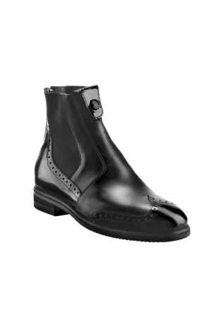 Marilyn Black Short Boots - Patent Punched