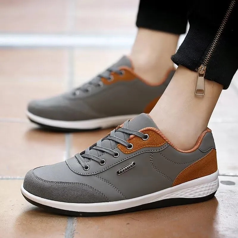 Men Lightweight PU Leather Casual Sneakers for Walking Sport Running