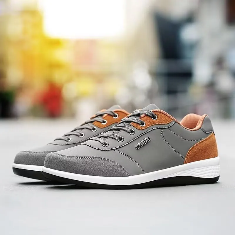 Men Lightweight PU Leather Casual Sneakers for Walking Sport Running