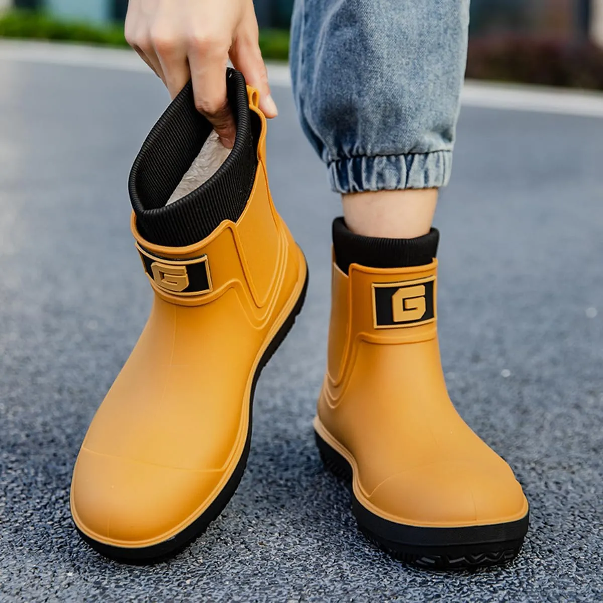 Men Short Ankle Boots Women Waterproof Rain Boots Outdoor Garden Shoes