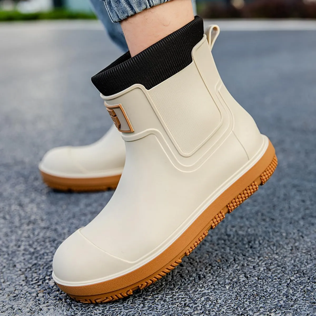 Men Short Ankle Boots Women Waterproof Rain Boots Outdoor Garden Shoes