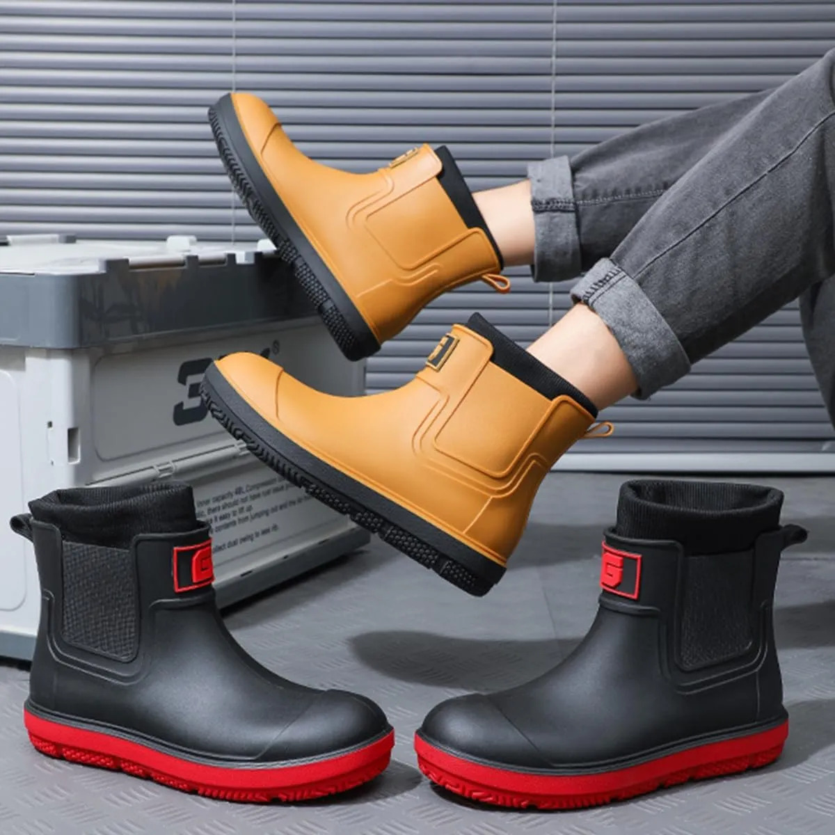 Men Short Ankle Boots Women Waterproof Rain Boots Outdoor Garden Shoes