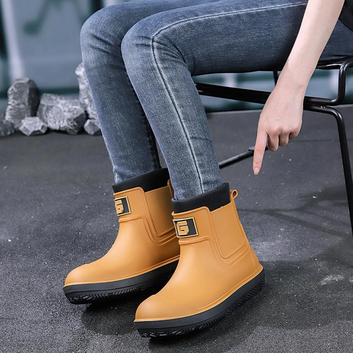 Men Short Ankle Boots Women Waterproof Rain Boots Outdoor Garden Shoes