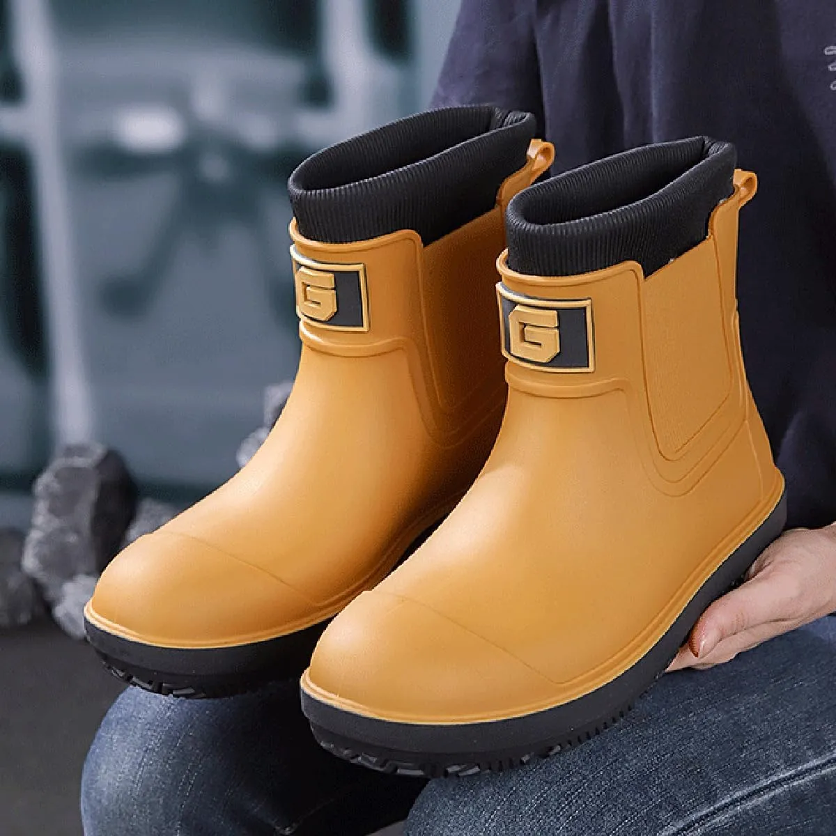 Men Short Ankle Boots Women Waterproof Rain Boots Outdoor Garden Shoes