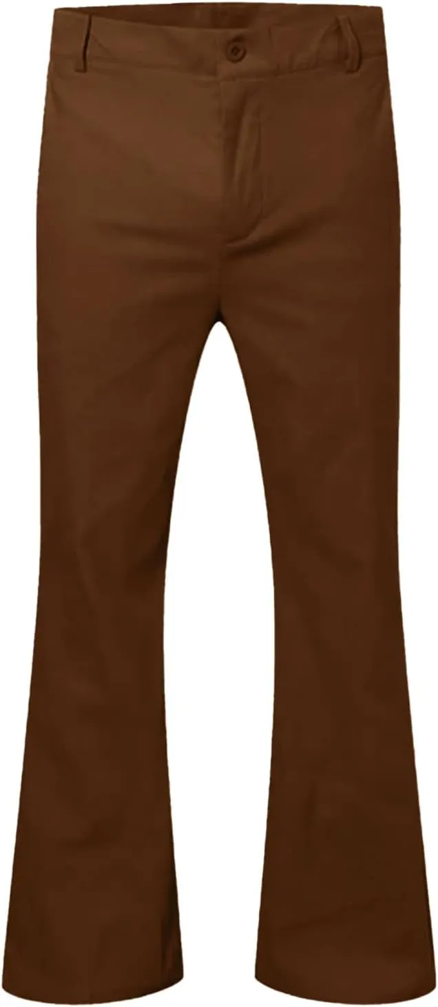 Mens Bell Bottom Pants Hidden Expandable Waist Dress Pants Slim Fit Retro Flared Trousers for Work Business Disco