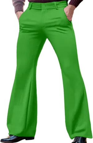 Mens Bell Bottom Pants Hidden Expandable Waist Dress Pants Slim Fit Retro Flared Trousers for Work Business Disco