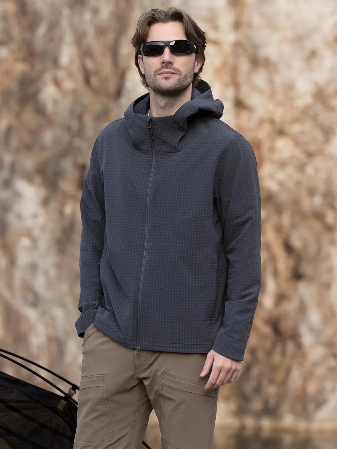Men's Lightweight Windbreaker Hiking Softshell Jacket Water-resistant Full Zip Hoodies Golf Jackets