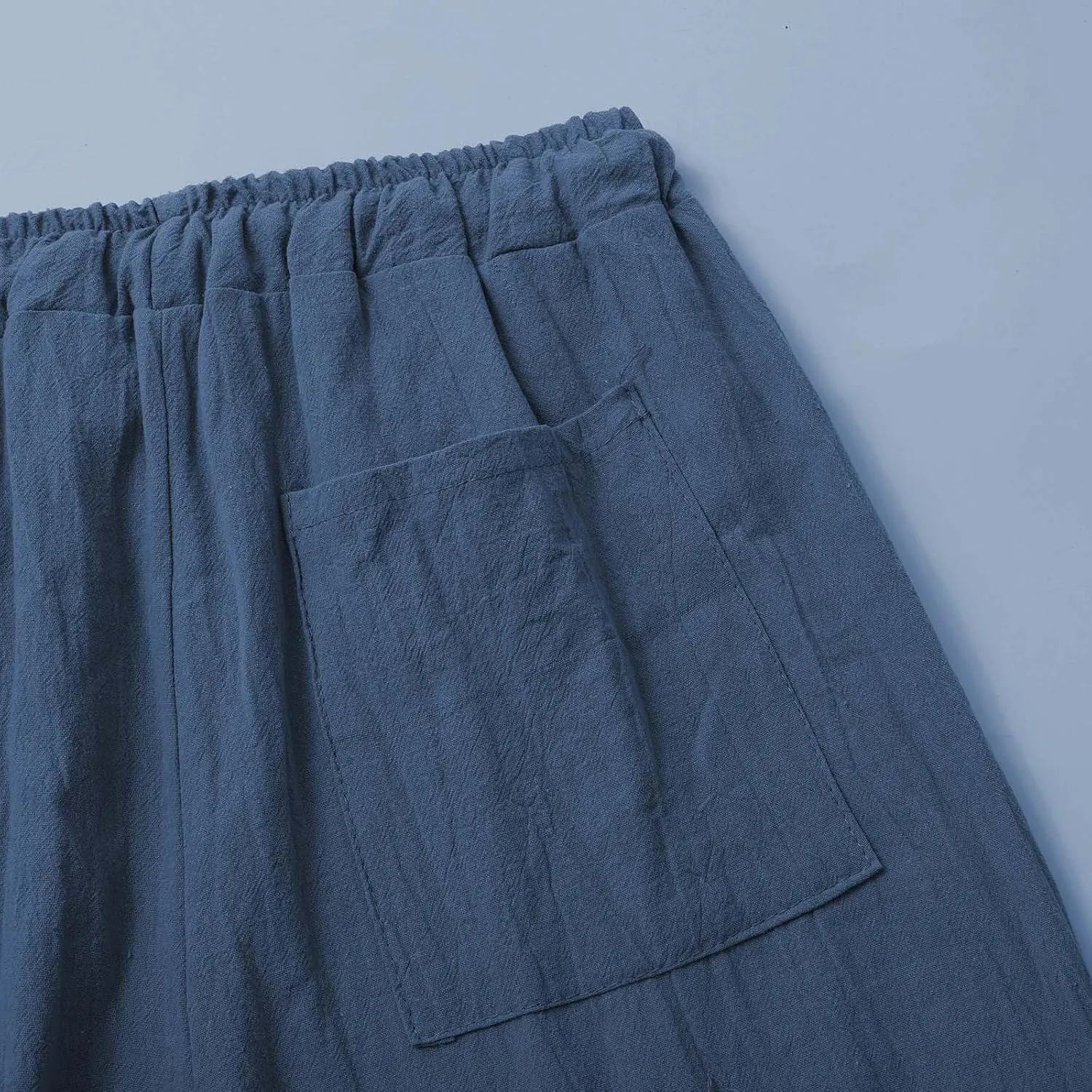 Men's Linen Pants Plus Size Plain Casual Pant Summer Outdoor Vacation Beach Trousers Lightweight Open Bottom Slacks