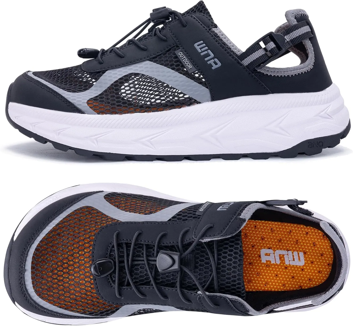 Mens Summer Walking Sandals Closed Toe Wide Hiking Water Shoes Comfortable Recovery Fisherman Sport Sandals Size 10.5 BlackGrey