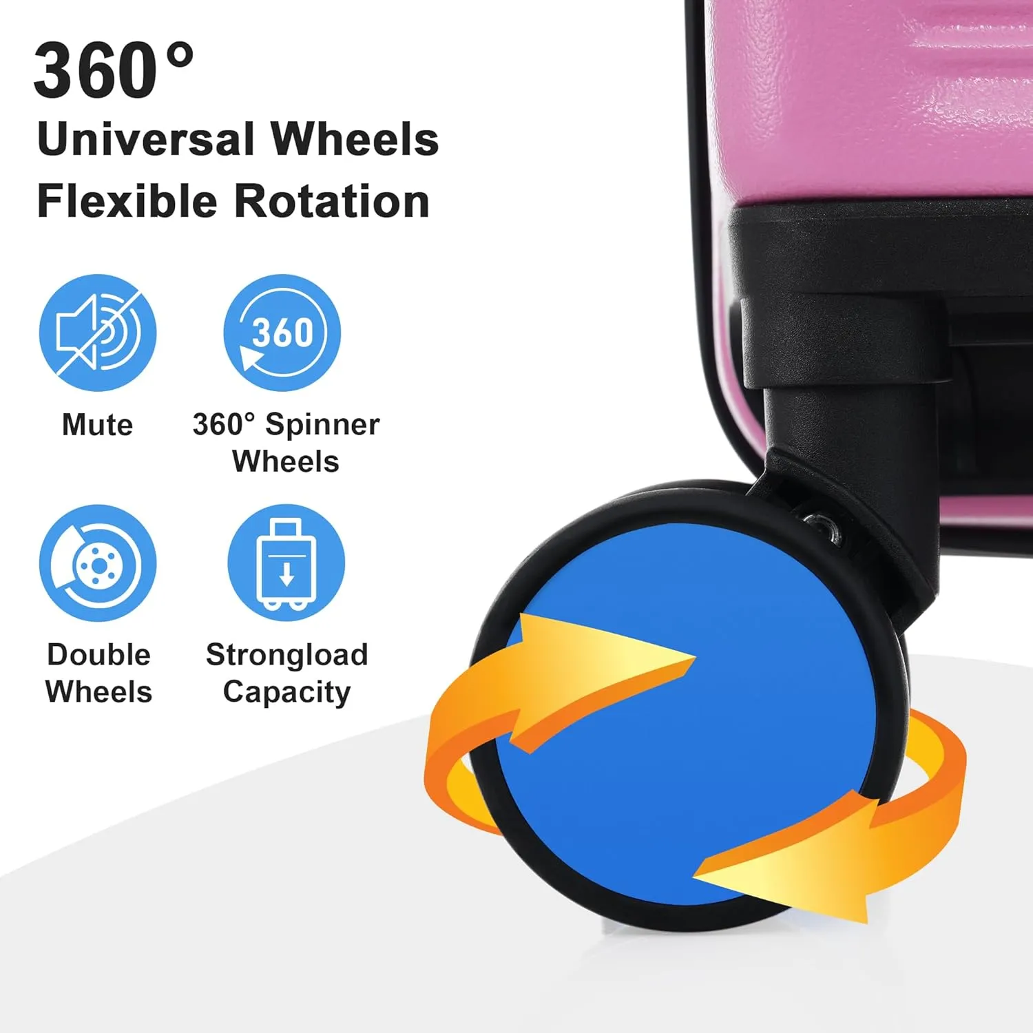 Merax Luggage Sets, Contrast Color 3 Piece 20"  24"  28" Luggage Set Hardside Spinner Suitcase with TSA Lock, Pink