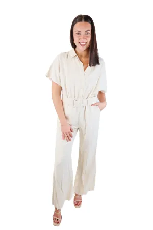 MNG Cream Jumpsuit (L; retail $80)