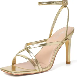 Mostrin Strappy Heels for Women Square Open Toe Lace Up Heeled Sandals Ankle Strap Sexy Stiletto High Heels for Party, Prom, Dating, Wedding