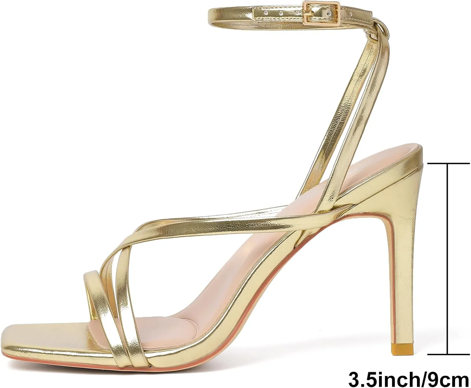 Mostrin Strappy Heels for Women Square Open Toe Lace Up Heeled Sandals Ankle Strap Sexy Stiletto High Heels for Party, Prom, Dating, Wedding