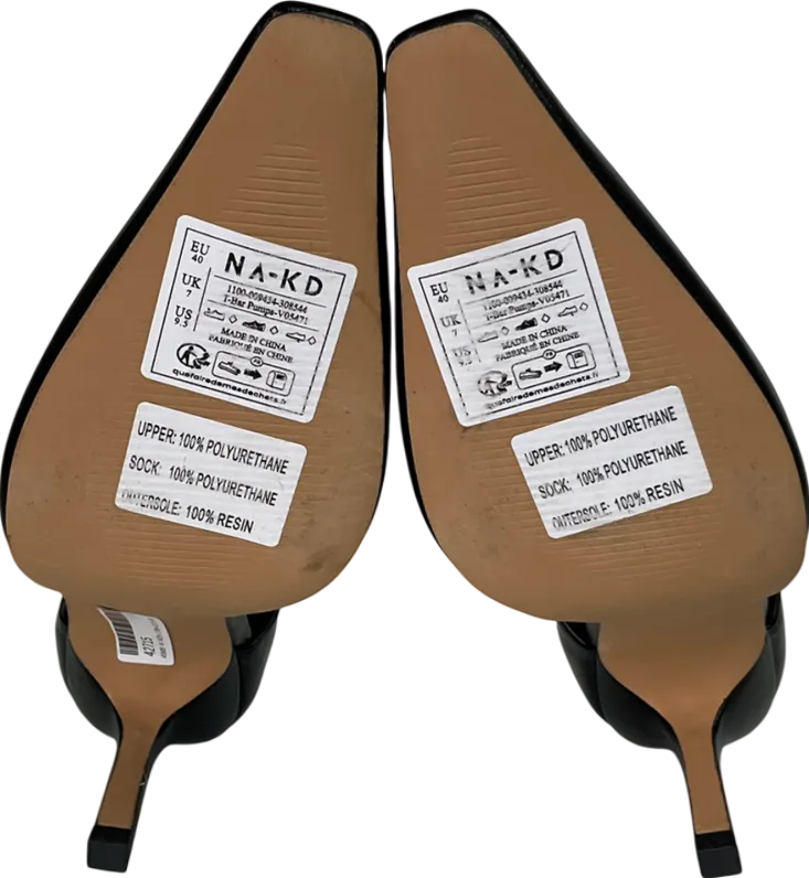 NA-KD Black T-bar Pumps UK 7 EU 40 