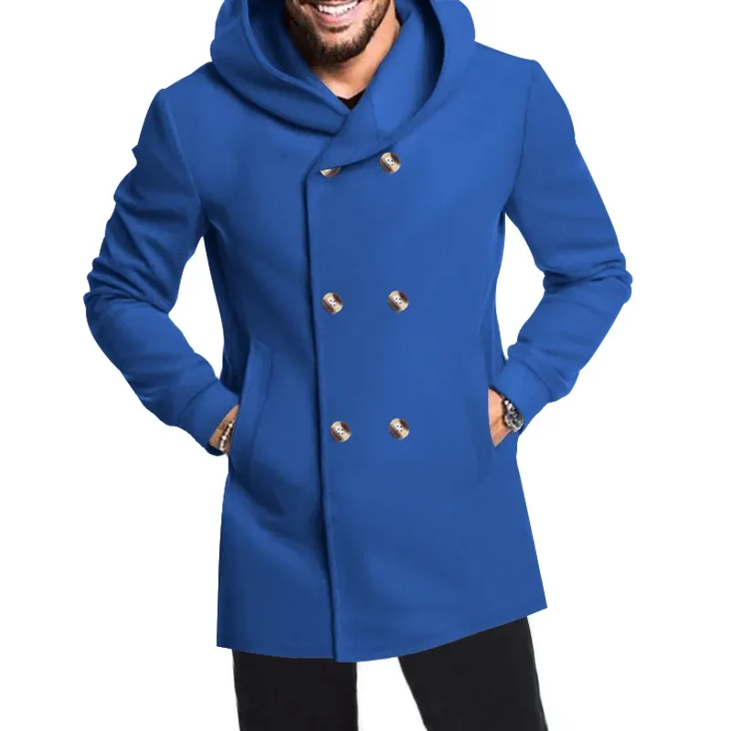 Narviky - Dubbel Geknoopte Heren Mantel - Casual Slim Fit Jas met Capuchon