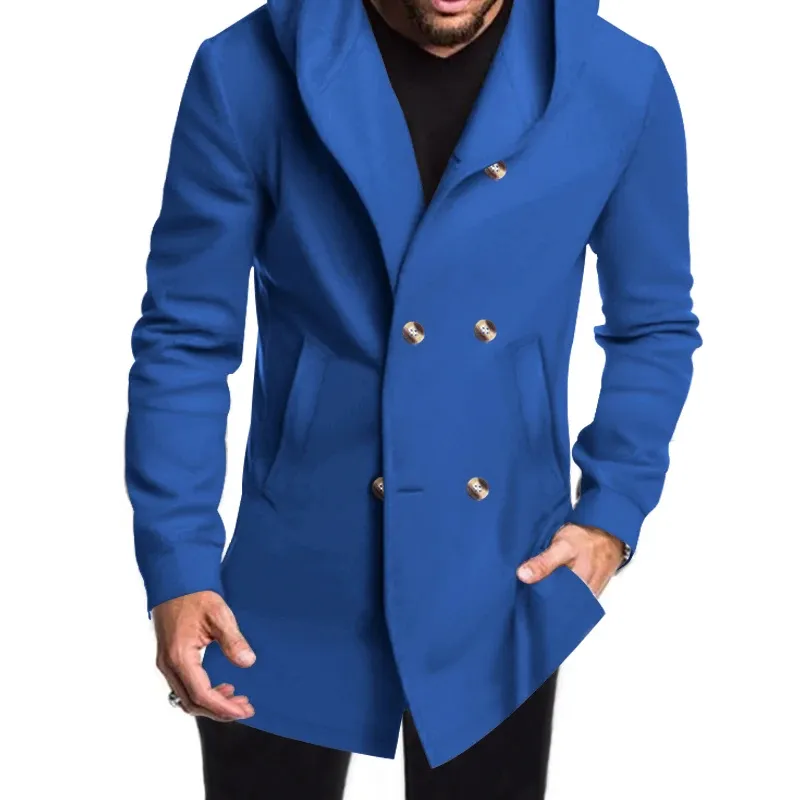 Narviky - Dubbel Geknoopte Heren Mantel - Casual Slim Fit Jas met Capuchon