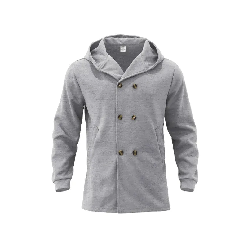 Narviky - Dubbel Geknoopte Heren Mantel - Casual Slim Fit Jas met Capuchon