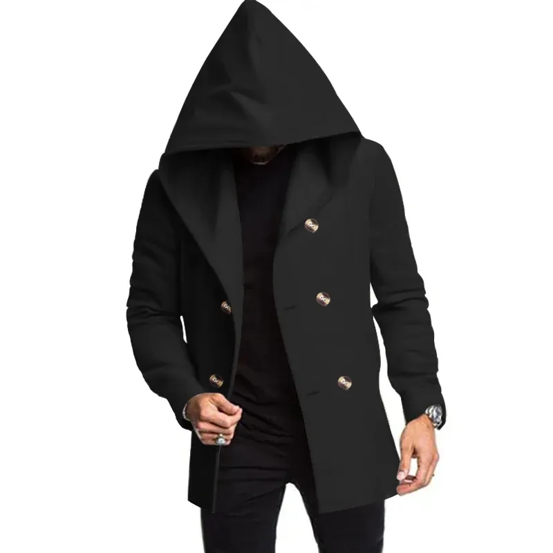 Narviky - Dubbel Geknoopte Heren Mantel - Casual Slim Fit Jas met Capuchon