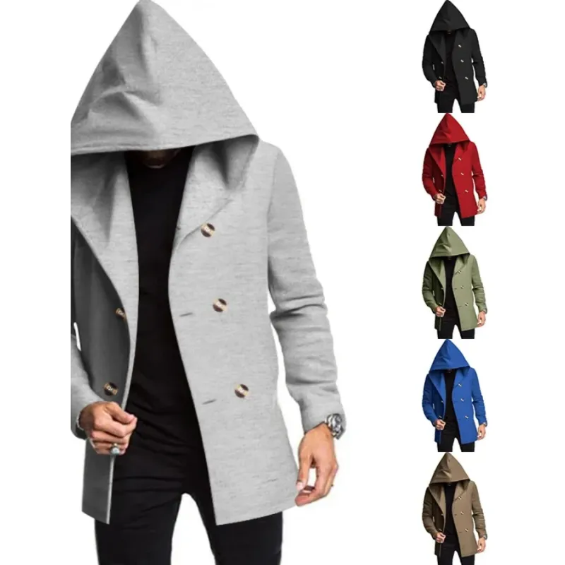 Narviky - Dubbel Geknoopte Heren Mantel - Casual Slim Fit Jas met Capuchon