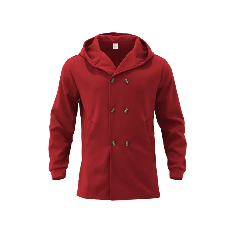 Narviky - Dubbel Geknoopte Heren Mantel - Casual Slim Fit Jas met Capuchon