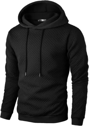 Ohoo Mens Slim Fit Quilted Pullover Hoodie Lightweight Long Sleeve Ohoo Mens Slim Fit Quilted Pullover Hoodie Lightweight Long Sleeve