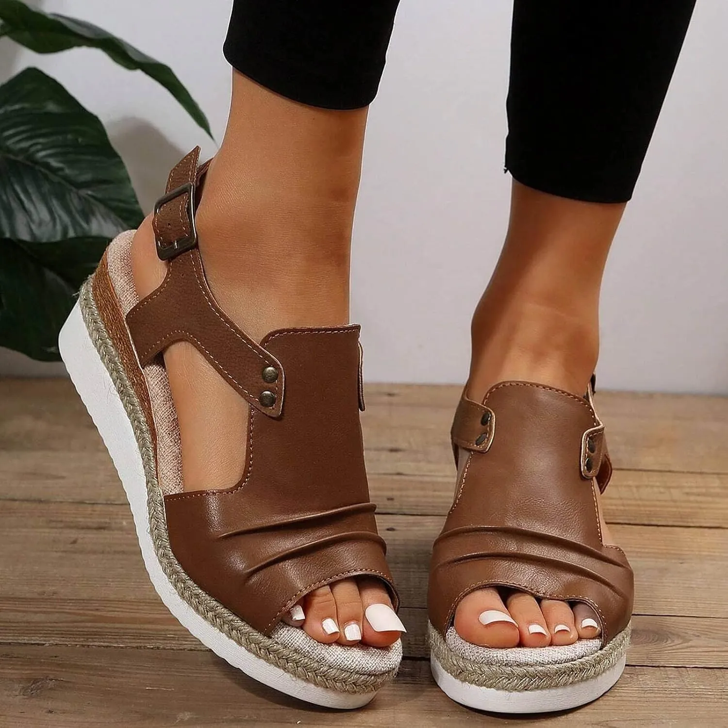 Orthopedic Sandals for Women,Women Walking Slippers with Arch Support Wedge Sandals Summer Dressy Open Toe Ankle Strap Platform Beach Casual Slip on Sandals Beach Dress Comfortable Shoes