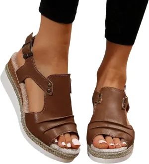 Orthopedic Sandals for Women,Women Walking Slippers with Arch Support Wedge Sandals Summer Dressy Open Toe Ankle Strap Platform Beach Casual Slip on Sandals Beach Dress Comfortable Shoes