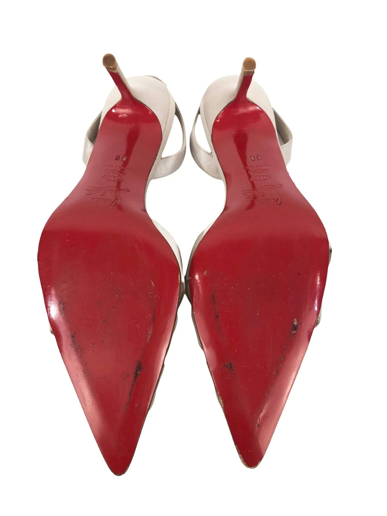 Oyster Satin Slingbacks Pumps | Size US 7.5 - FR 38