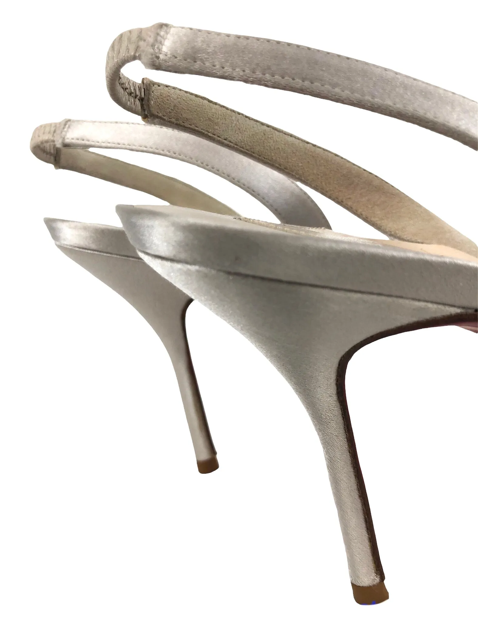 Oyster Satin Slingbacks Pumps | Size US 7.5 - FR 38