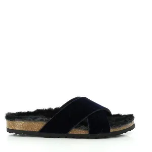 Plakton 101051 Black Leather Cross-Strap Sandals
