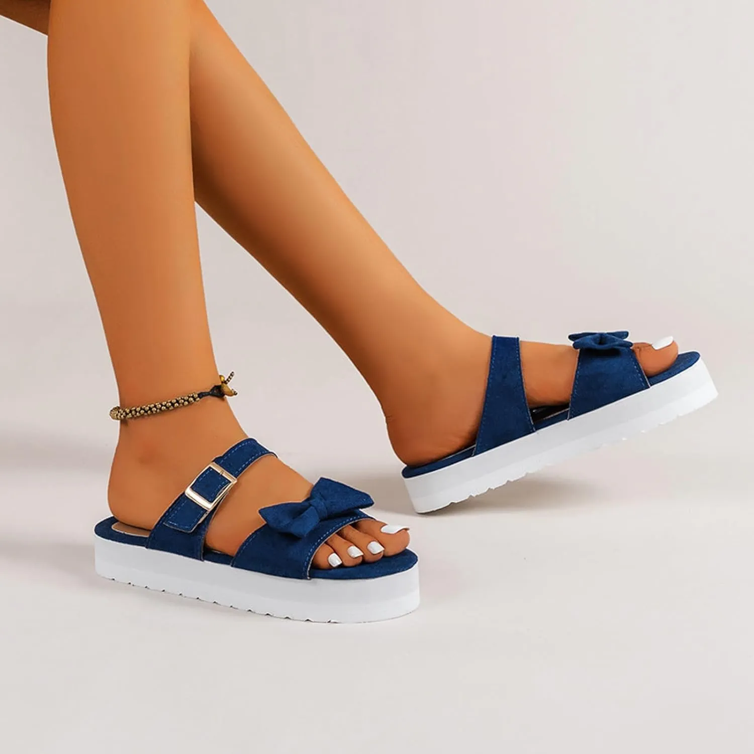 Platform Sandals for Women Slip On Casual Wedge Sandals Summer Beach Flat Shoes Comfy Slippers for Women