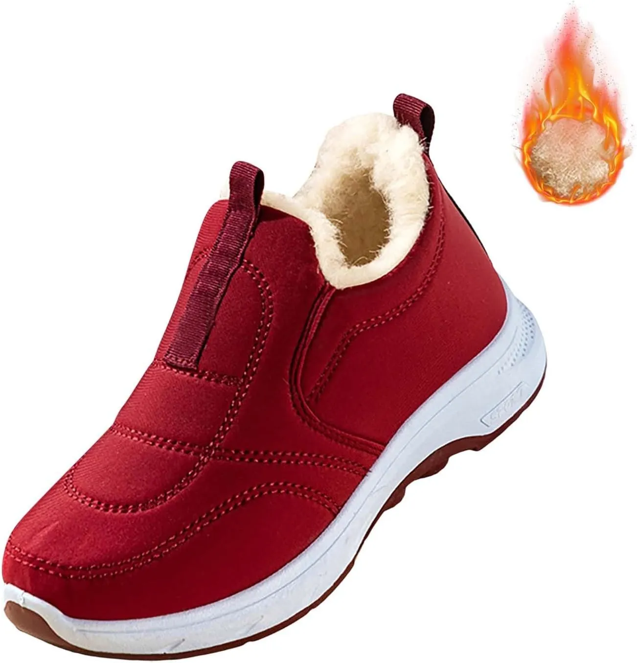 Plush Lined Ankle Boots for Women Low Heel Non Slip Walking Shoes Casual Shoes for Women Slip On Boots