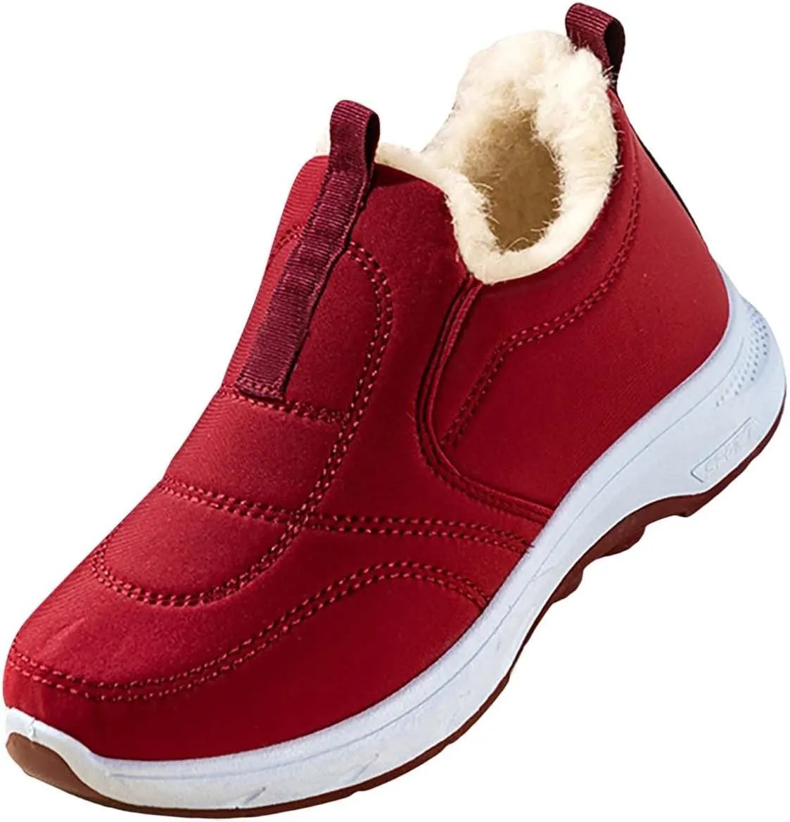 Plush Lined Ankle Boots for Women Low Heel Non Slip Walking Shoes Casual Shoes for Women Slip On Boots