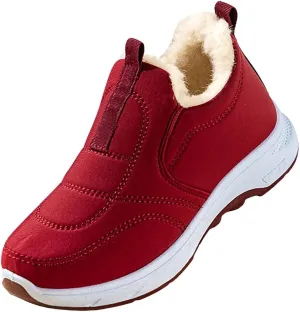 Plush Lined Ankle Boots for Women Low Heel Non Slip Walking Shoes Casual Shoes for Women Slip On Boots