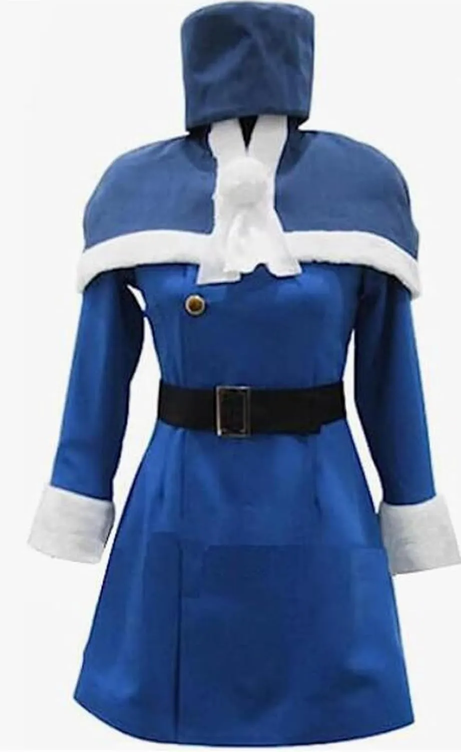 Poetic Walk Anime Womens Cosplay Juvia Loxar Costume Lolita Blue Dress Hat Cap Cloak Uniform